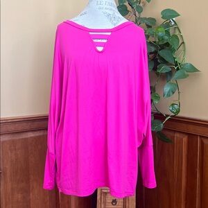 White Birch Fuchsia Top Blouse Women’s 2X dolman sleeves Barbie Pink